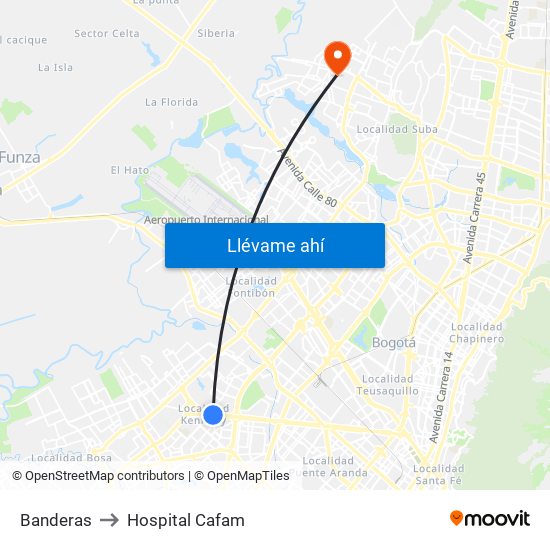 Banderas to Hospital Cafam map