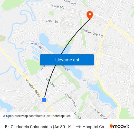 Br. Ciudadela Colsubsidio (Ac 80 - Kr 112a) to Hospital Cafam map