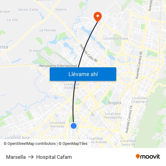 Marsella to Hospital Cafam map