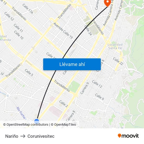 Nariño to Corunivesitec map