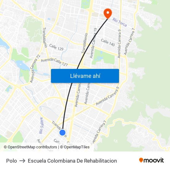 Polo to Escuela Colombiana De Rehabilitacion map