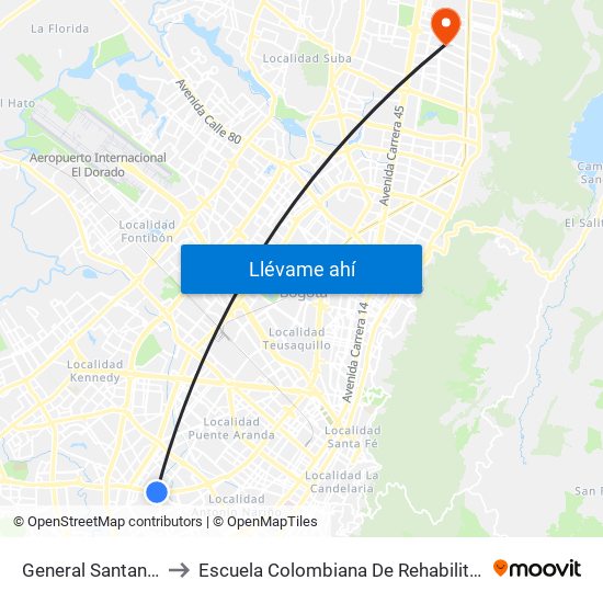 General Santander to Escuela Colombiana De Rehabilitacion map