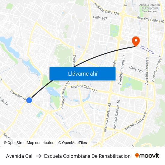 Avenida Cali to Escuela Colombiana De Rehabilitacion map