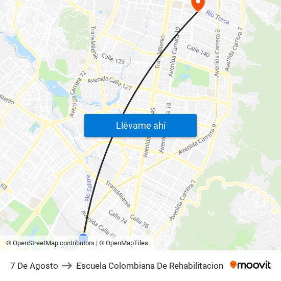 7 De Agosto to Escuela Colombiana De Rehabilitacion map