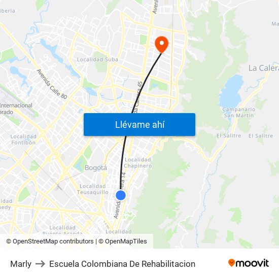 Marly to Escuela Colombiana De Rehabilitacion map