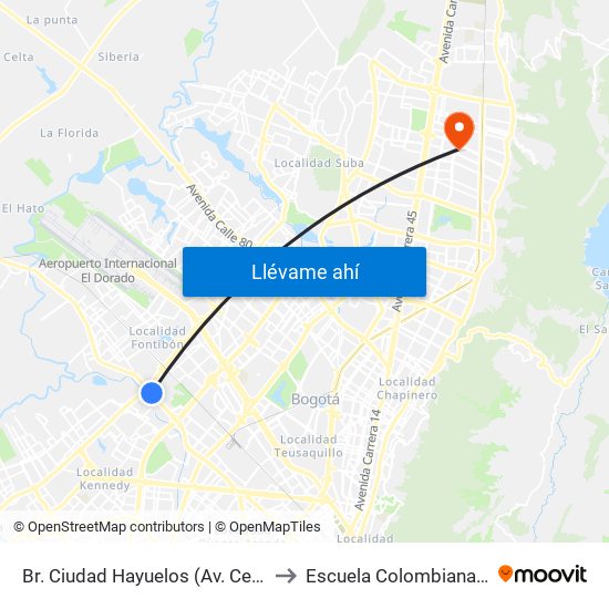 Br. Ciudad Hayuelos (Av. Centenario - Av. C. De Cali) to Escuela Colombiana De Rehabilitacion map