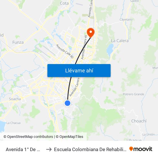 Avenida 1° De Mayo to Escuela Colombiana De Rehabilitacion map