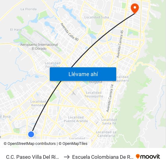 C.C. Paseo Villa Del Río - Madelena to Escuela Colombiana De Rehabilitacion map