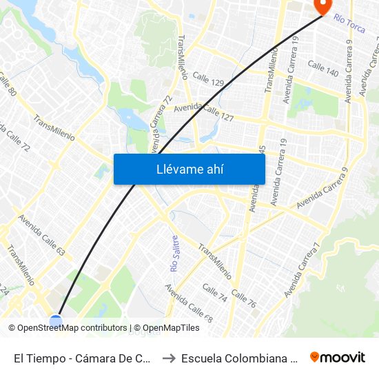 El Tiempo - Cámara De Comercio De Bogotá to Escuela Colombiana De Rehabilitacion map