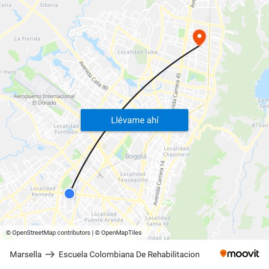 Marsella to Escuela Colombiana De Rehabilitacion map