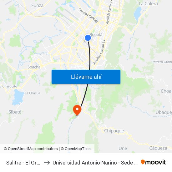 Salitre - El Greco to Universidad Antonio Nariño - Sede Usme map