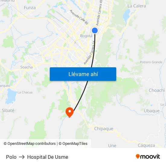 Polo to Hospital De Usme map