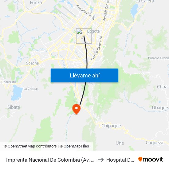 Imprenta Nacional De Colombia (Av. Esperanza - Kr 66) to Hospital De Usme map