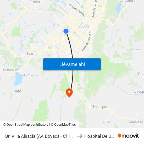 Br. Villa Alsacia (Av. Boyacá - Cl 12a) (A) to Hospital De Usme map