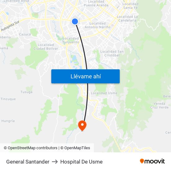 General Santander to Hospital De Usme map