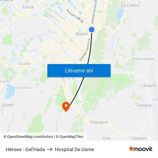 Héroes - Gel'Hada to Hospital De Usme map