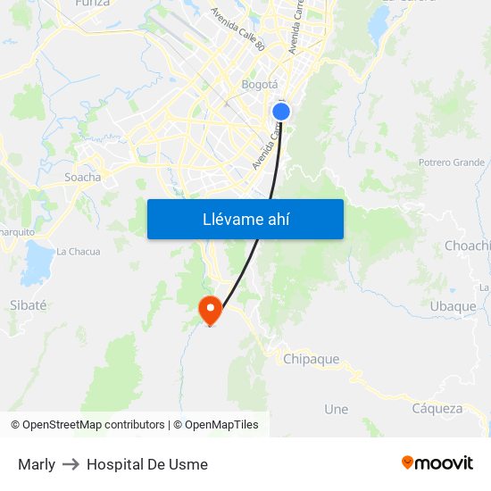 Marly to Hospital De Usme map