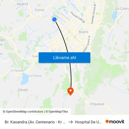 Br. Kasandra (Av. Centenario - Kr 134a) to Hospital De Usme map