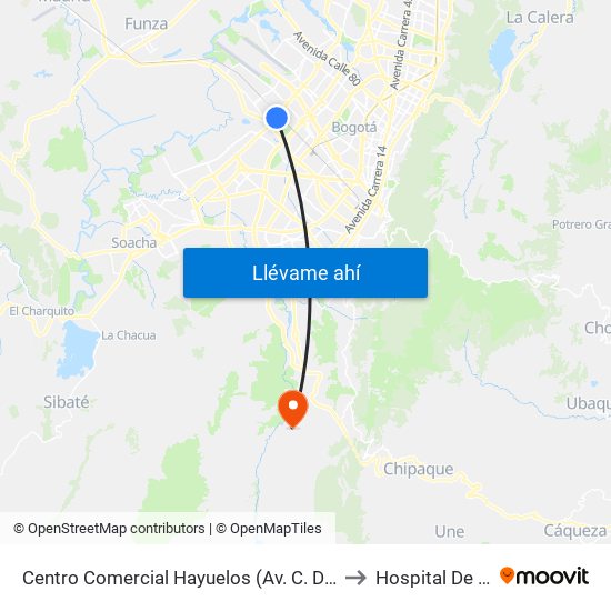 Centro Comercial Hayuelos (Av. C. De Cali - Cl 20) to Hospital De Usme map
