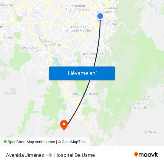 Avenida Jiménez to Hospital De Usme map