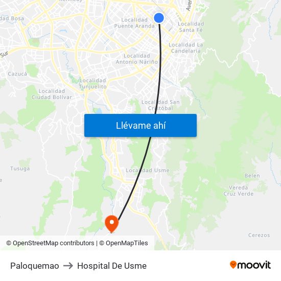 Paloquemao to Hospital De Usme map