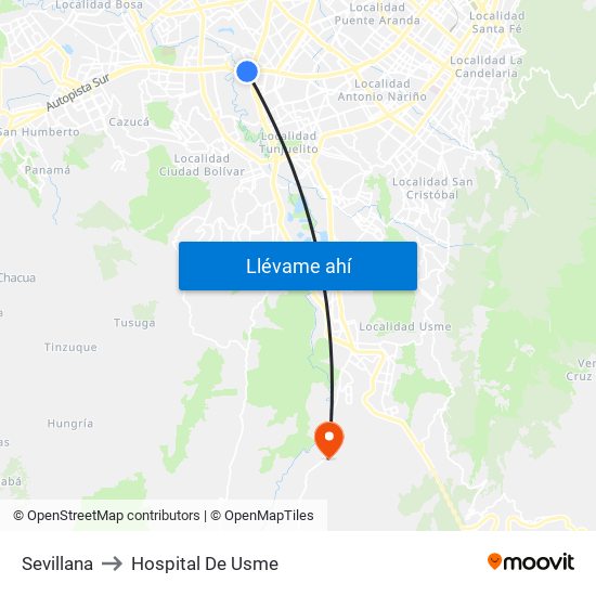 Sevillana to Hospital De Usme map