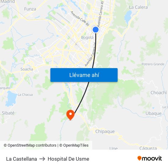 La Castellana to Hospital De Usme map