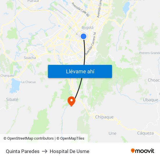 Quinta Paredes to Hospital De Usme map