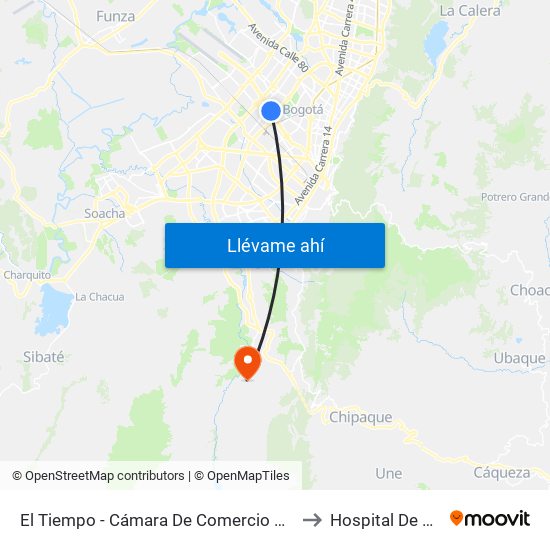 El Tiempo - Cámara De Comercio De Bogotá to Hospital De Usme map