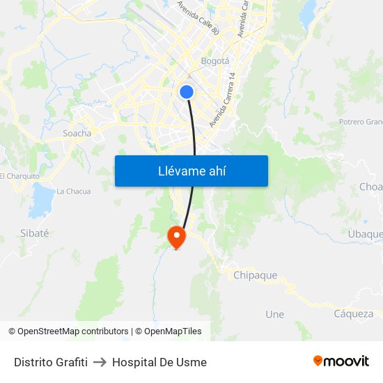 Distrito Grafiti to Hospital De Usme map