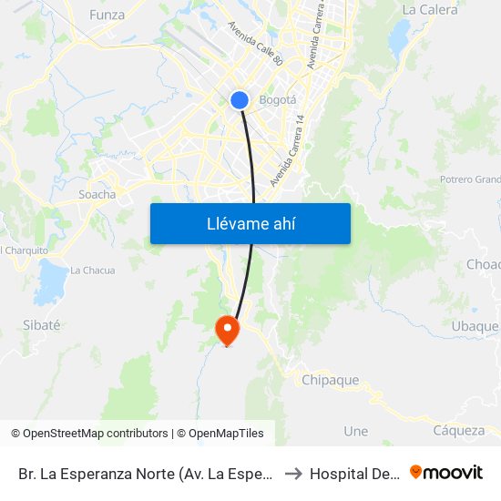 Br. La Esperanza Norte (Av. La Esperanza - Kr 69d) to Hospital De Usme map