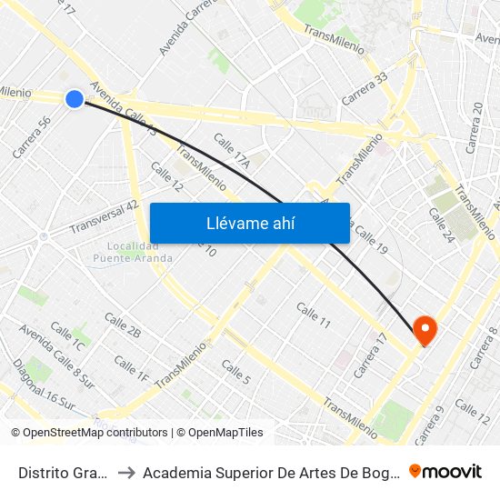 Distrito Grafiti to Academia Superior De Artes De Bogotá map