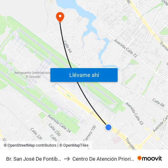 Br. San José De Fontibón (Ac 26 - Kr 96a) to Centro De Atención Prioritaria En Salud Emaus map