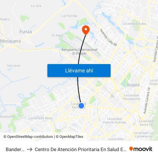 Banderas to Centro De Atención Prioritaria En Salud Emaus map