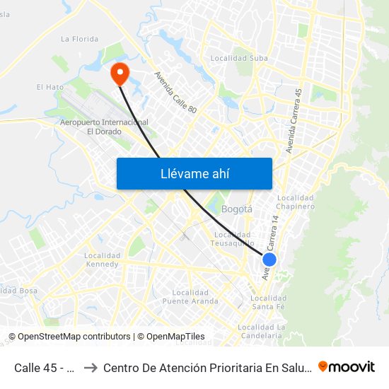 Calle 45 - Asw to Centro De Atención Prioritaria En Salud Emaus map