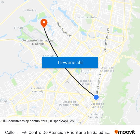 Calle 34 to Centro De Atención Prioritaria En Salud Emaus map