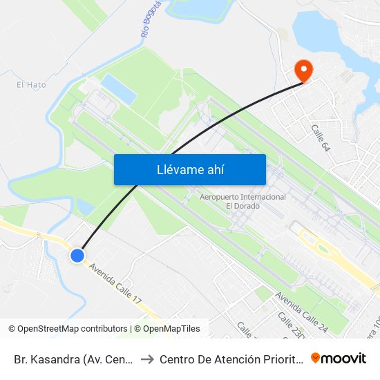 Br. Kasandra (Av. Centenario - Kr 134a) to Centro De Atención Prioritaria En Salud Emaus map