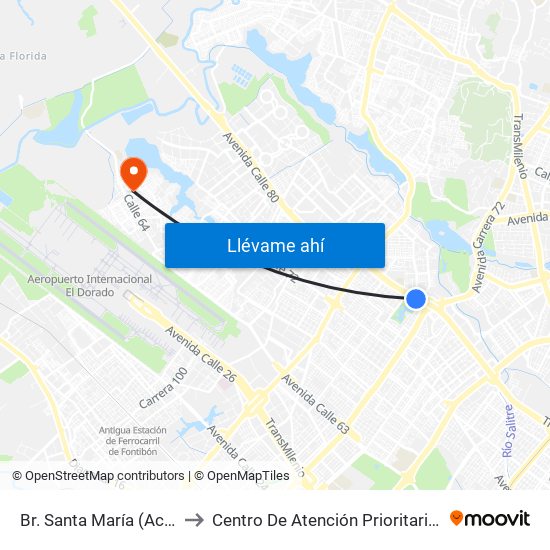 Br. Santa María (Ac 80 - Kr 73b) to Centro De Atención Prioritaria En Salud Emaus map