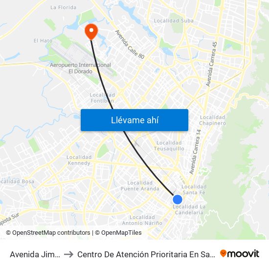 Avenida Jiménez to Centro De Atención Prioritaria En Salud Emaus map