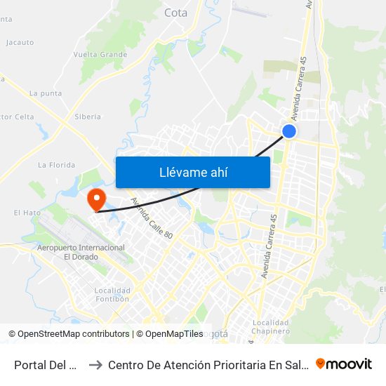 Portal Del Norte to Centro De Atención Prioritaria En Salud Emaus map