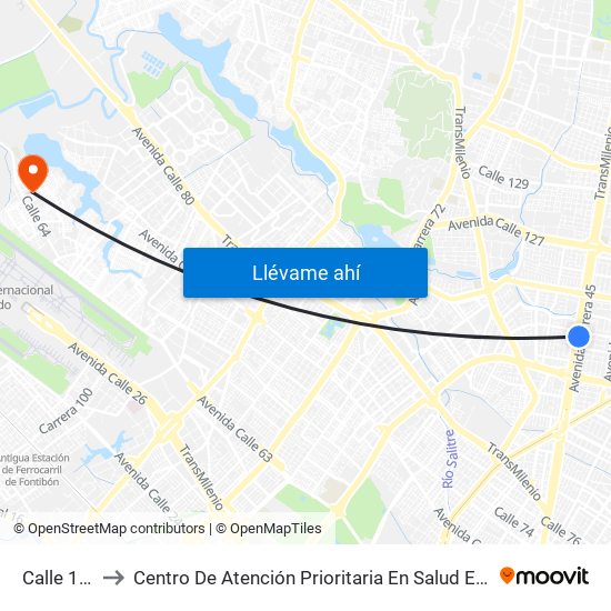 Calle 106 to Centro De Atención Prioritaria En Salud Emaus map