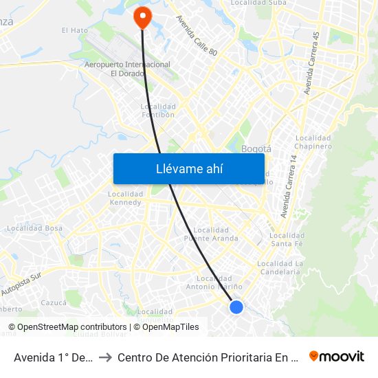 Avenida 1° De Mayo to Centro De Atención Prioritaria En Salud Emaus map