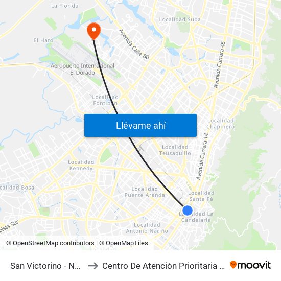 San Victorino - Neos Centro to Centro De Atención Prioritaria En Salud Emaus map