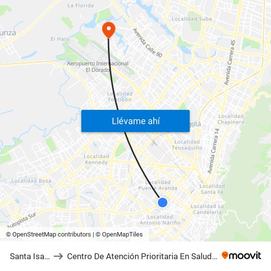 Santa Isabel to Centro De Atención Prioritaria En Salud Emaus map