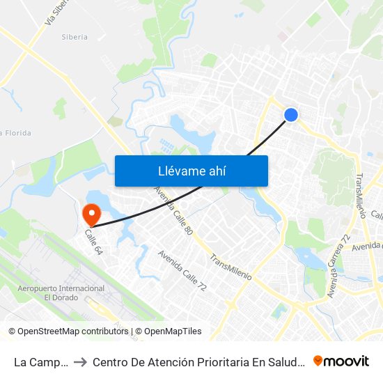 La Campiña to Centro De Atención Prioritaria En Salud Emaus map