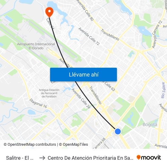 Salitre - El Greco to Centro De Atención Prioritaria En Salud Emaus map