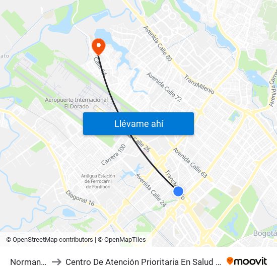 Normandía to Centro De Atención Prioritaria En Salud Emaus map