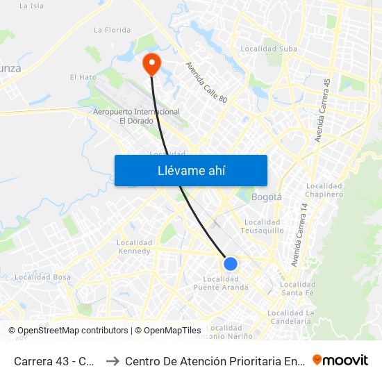 Carrera 43 - Comapan to Centro De Atención Prioritaria En Salud Emaus map
