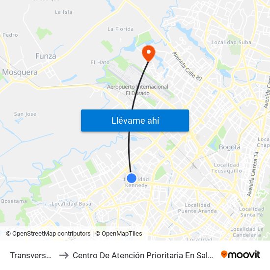 Transversal 86 to Centro De Atención Prioritaria En Salud Emaus map