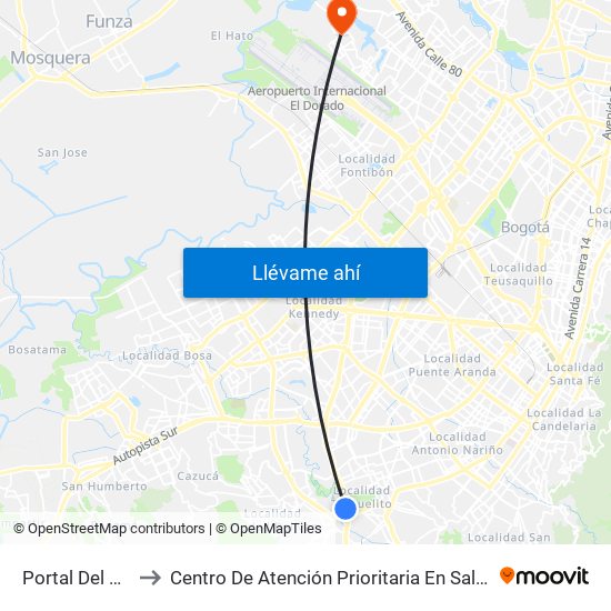 Portal Del Tunal to Centro De Atención Prioritaria En Salud Emaus map